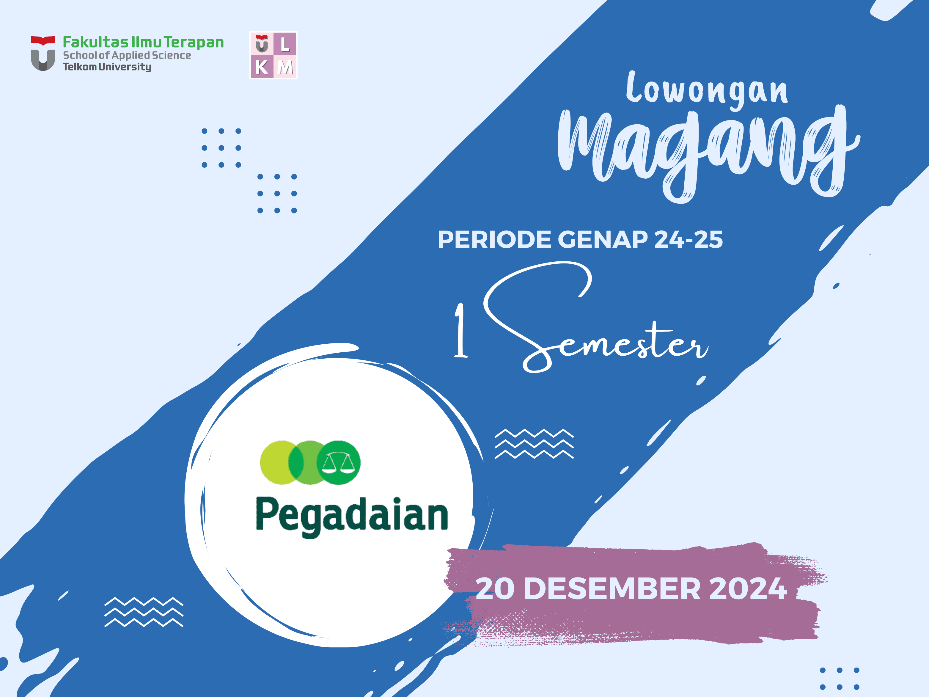 Lowongan Magang 1 Semester PEGADAIAN CP METRO (EXTEND) 2024-2